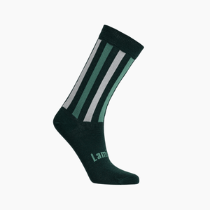 Lamington women's merino crew socks in green with natural stripes made in New Zealand.