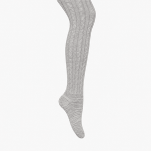 Merino Wool Cable Tights | BABY + CHILD | Light Grey Marle