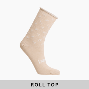 Lamington women's merino roll top crew socks in mushroom made in New Zealand.