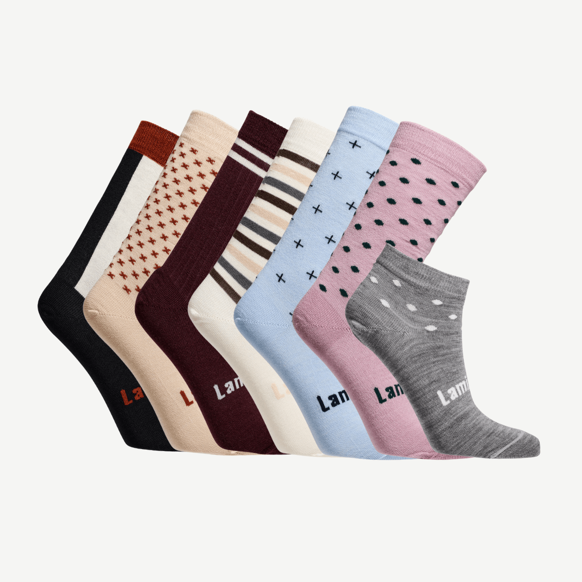 pack of 7 pairs of merino wool socks for woman aus deisgn