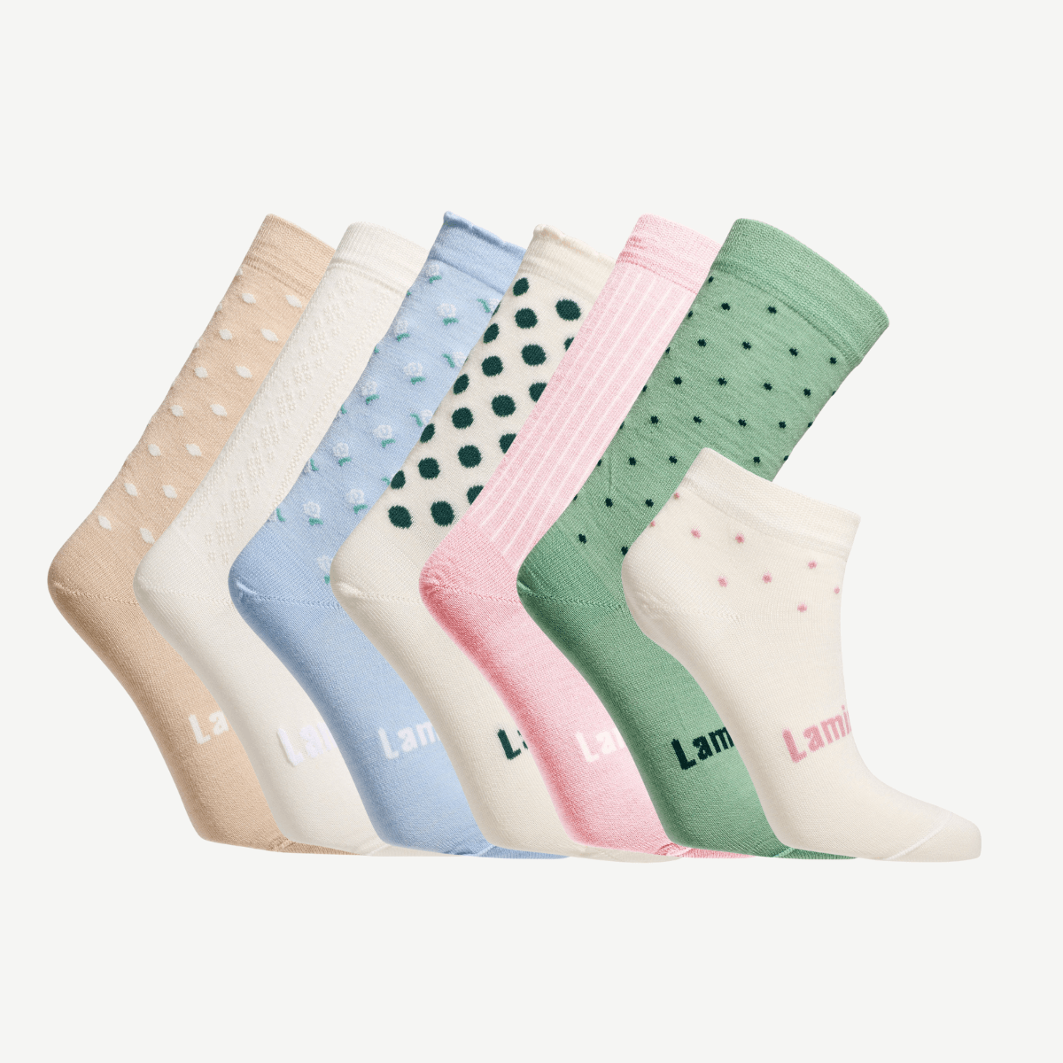 pack of 7 pairs of merino wool socks for woman aus design