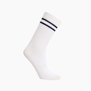Lamington women's merino crew socks in cream with black stripes made in New Zealand.