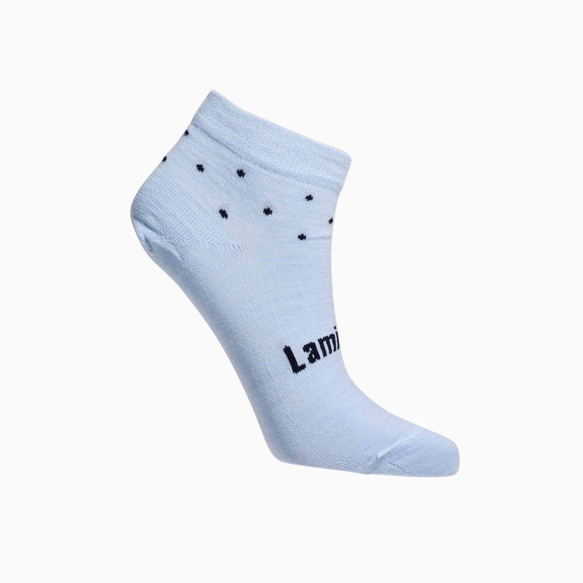 Merino wool ankle socks for women light blue with dark blue spots for sport by Lamington australia