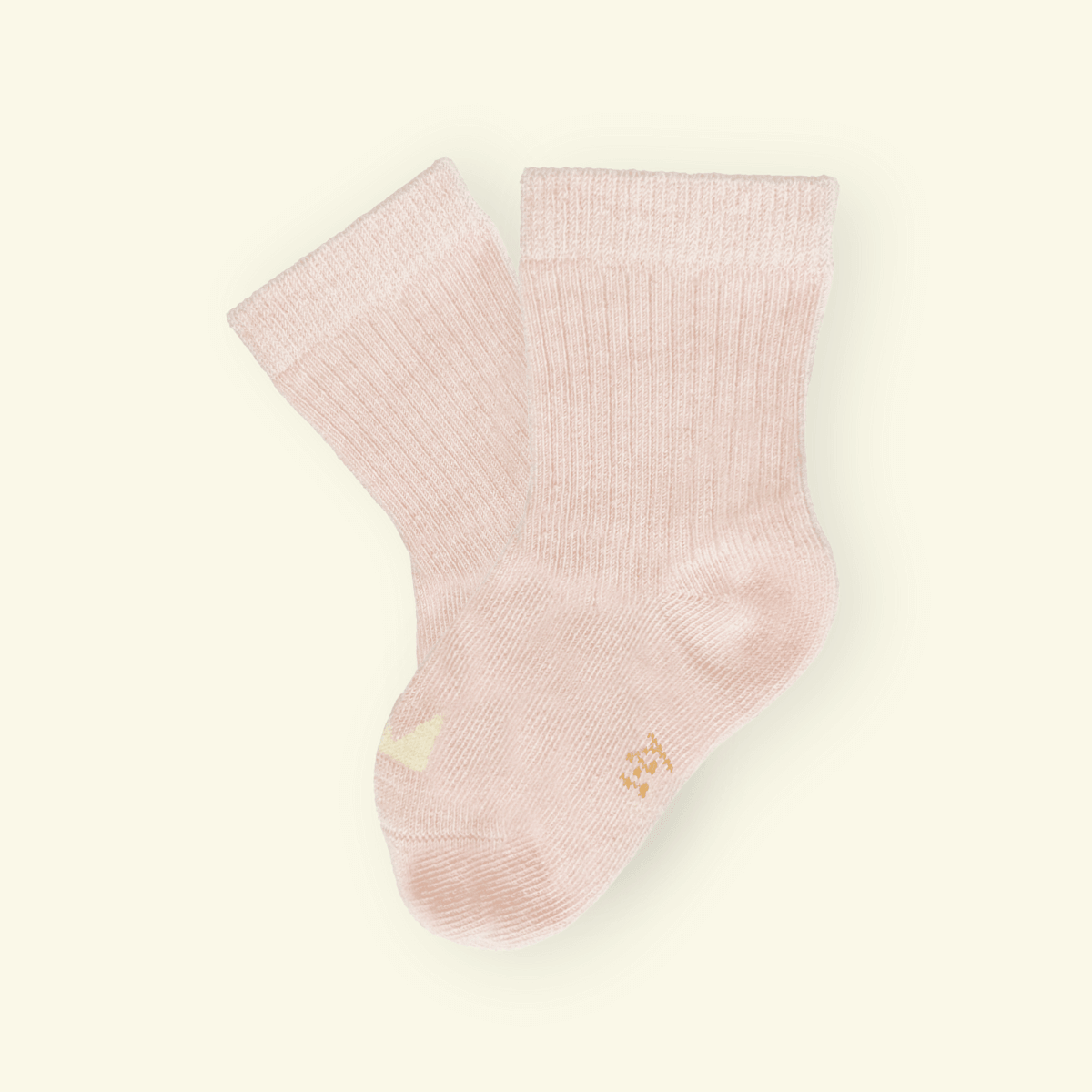 Mosey by Lamington organic cotton baby socks in blush pink rib knit.