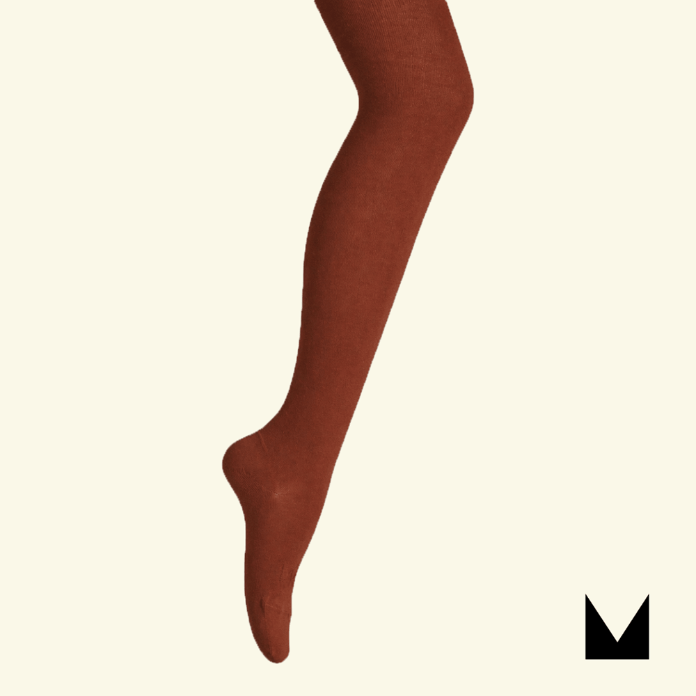 Mosey by Lamington women's organic cotton flat knit tights in brick.