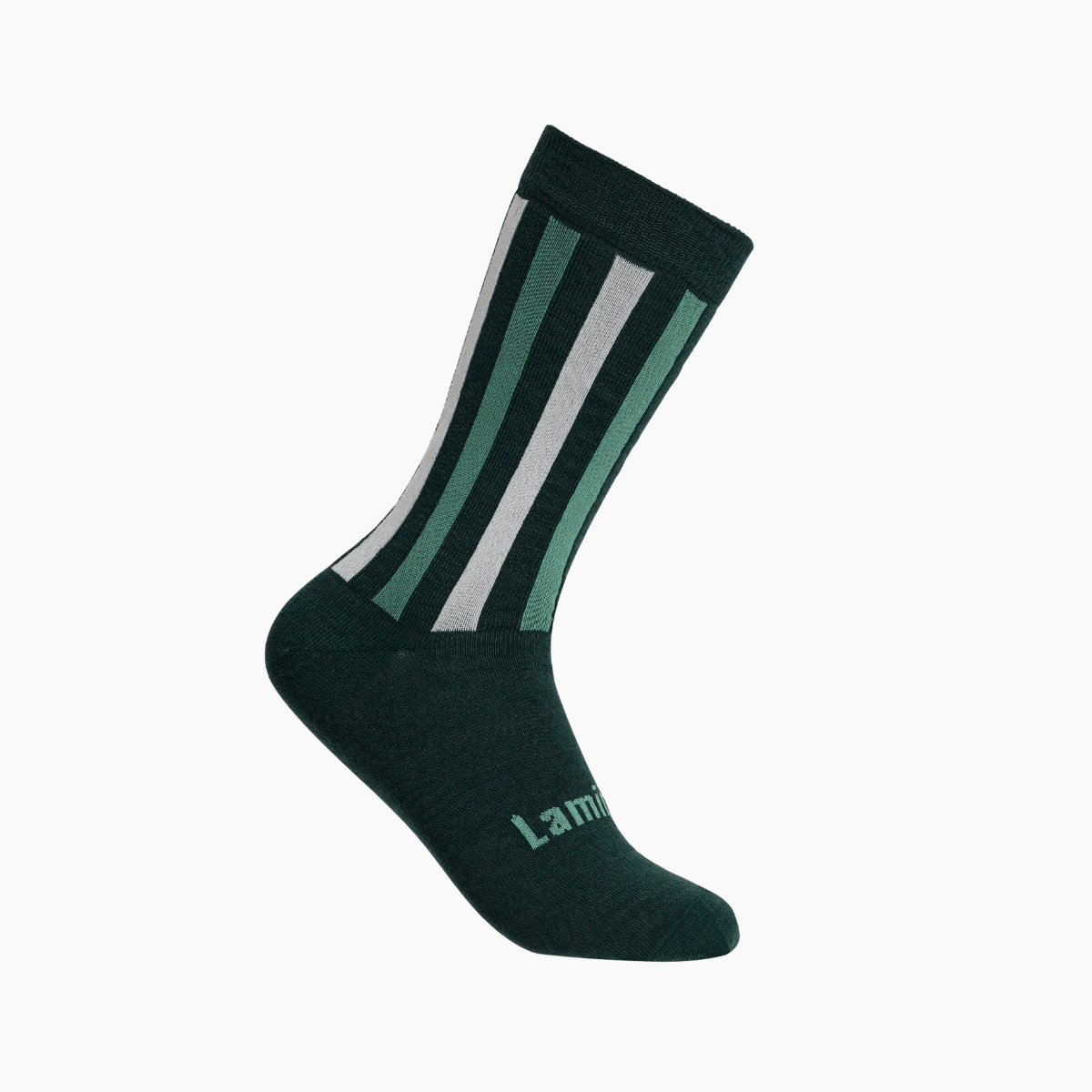Lamington men's merino crew socks in green and natural stripes made in New Zealand.