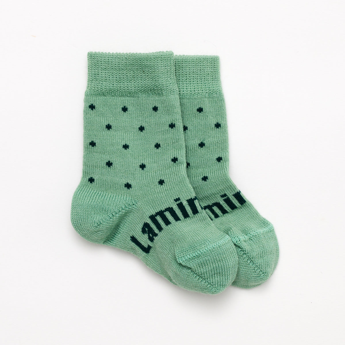 Light Green with dark green spots merino wool baby crew socks by Lamington Australia