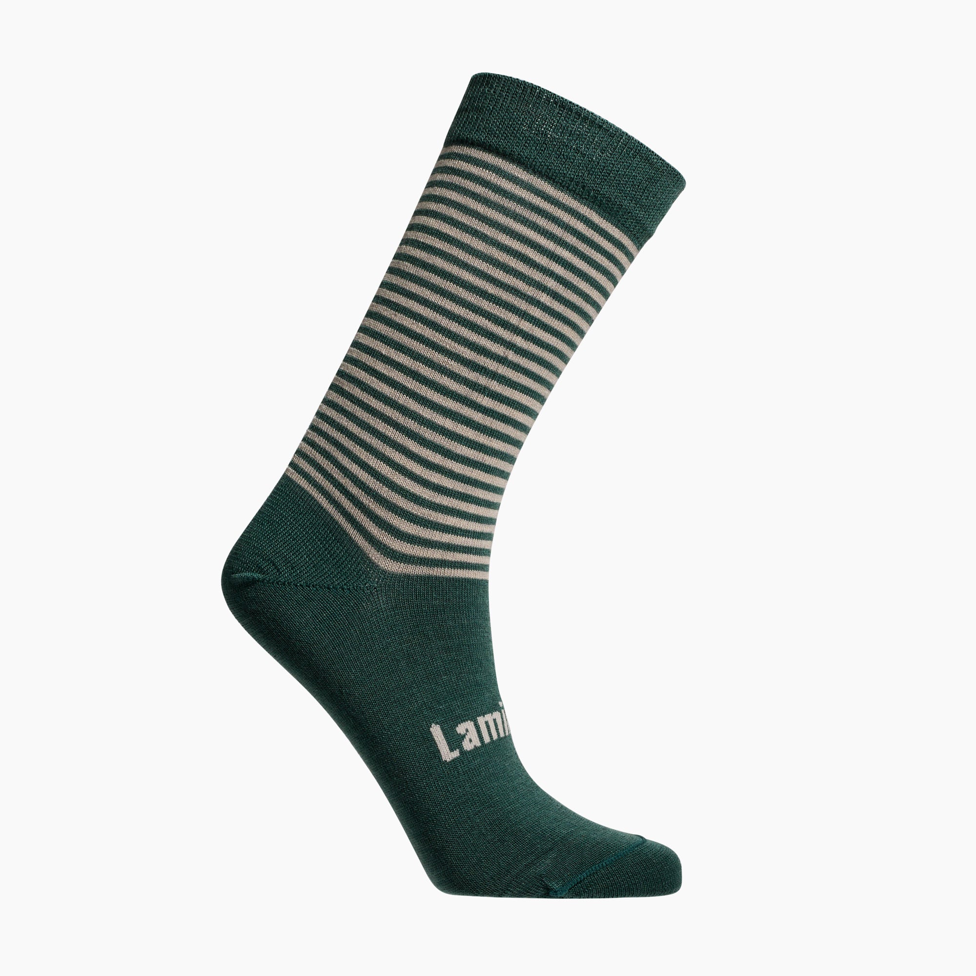 Oatmeal with Dark Green stripes merino wool crew socks for children by Lamington AUSTRALIA