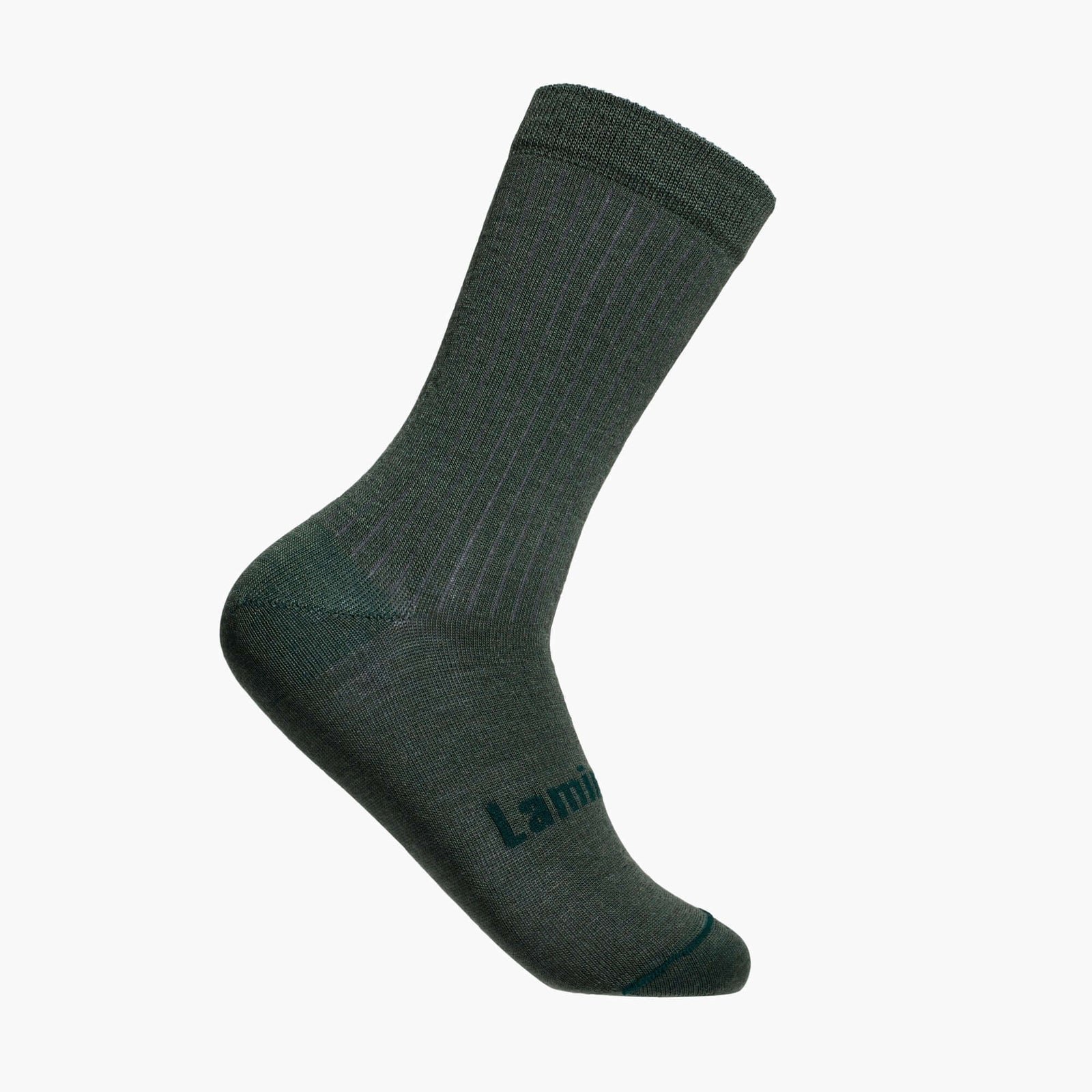 Lamington men's merino crew socks in moss green rib knit made in New Zealand.