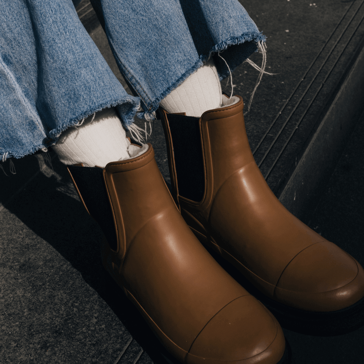 Merino Wool Crew Socks in Natural color, featuring soft ribbed design for women, from the Essential collection.