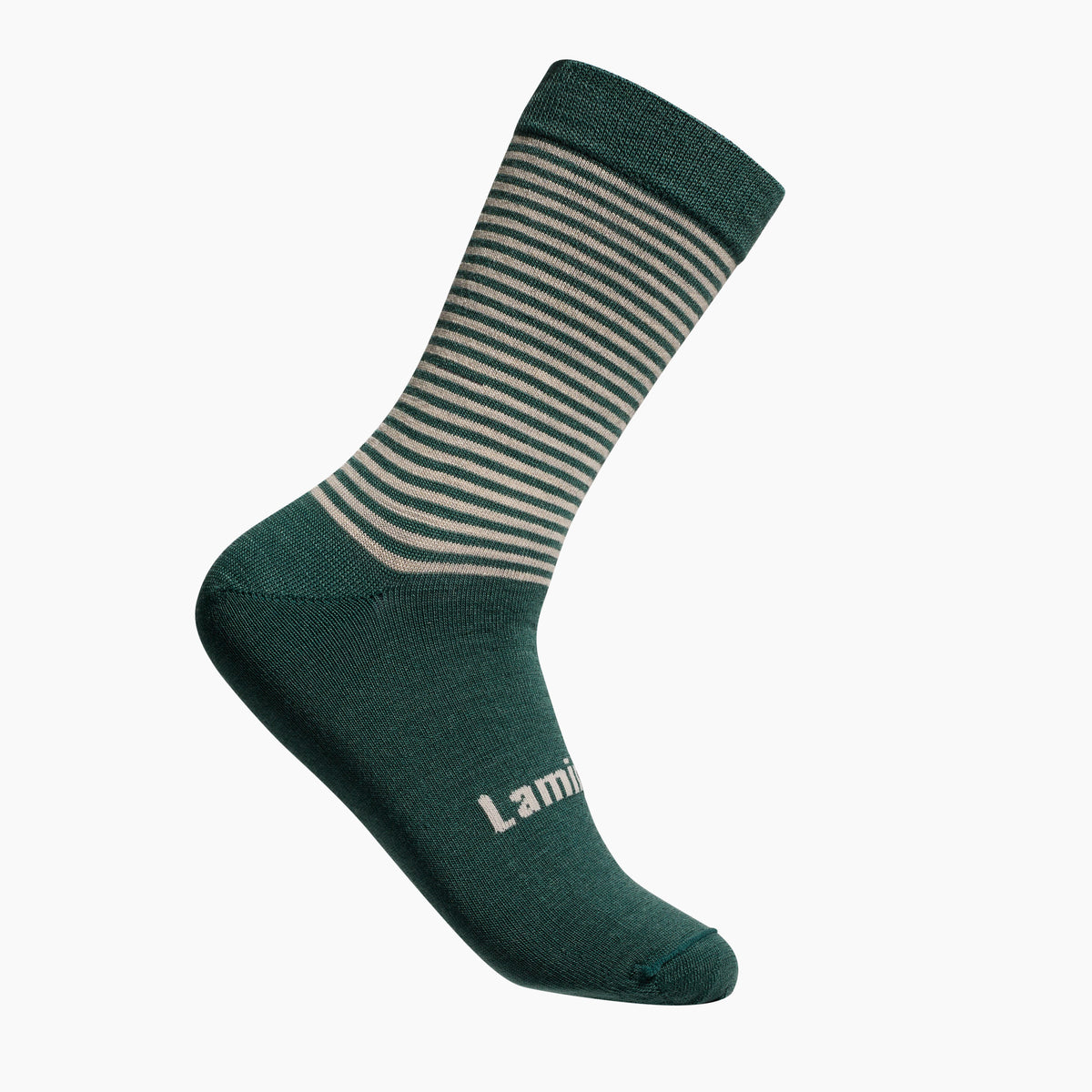 Mens merino wool crew socks Green and Latte stripes by Lamington Australia