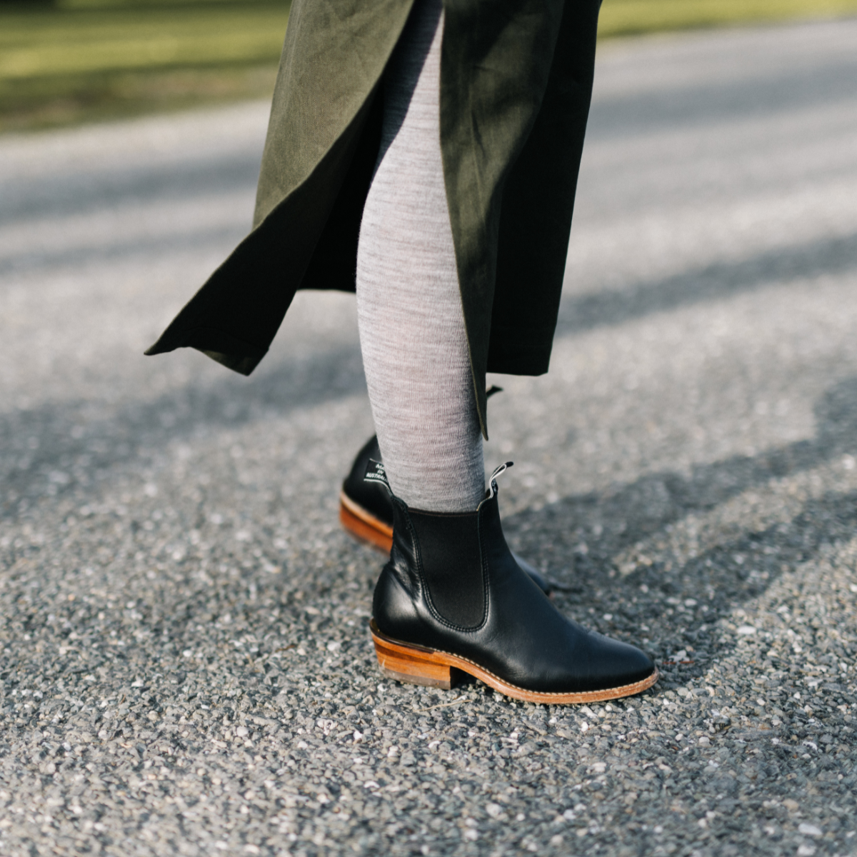 woman wearing grey tights merino wool school aus