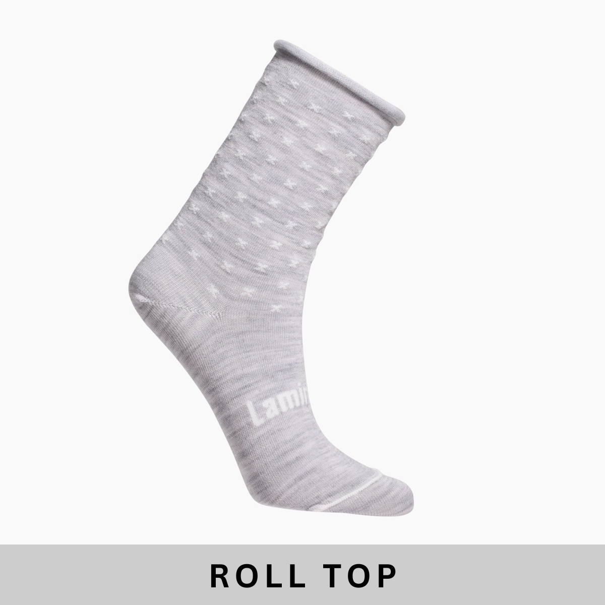 Merino wool comfort socks with roll top crew grey with white crosses for women aus