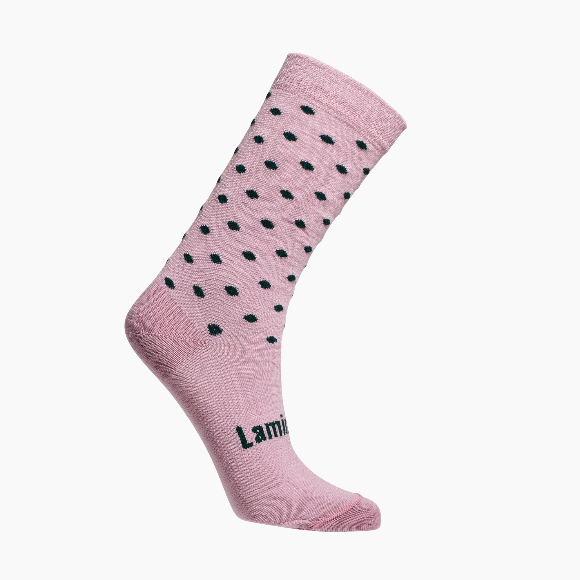 Womens merino wool crew socks lilac with dark green spots by Lamington Australia