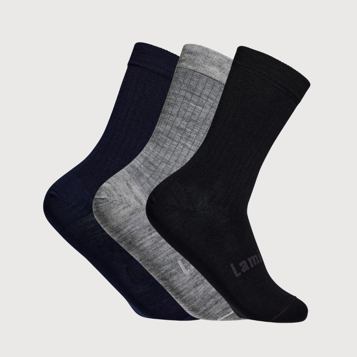 Bundle of 3 pairs of mens merino wool crew socks navy grey black aus school