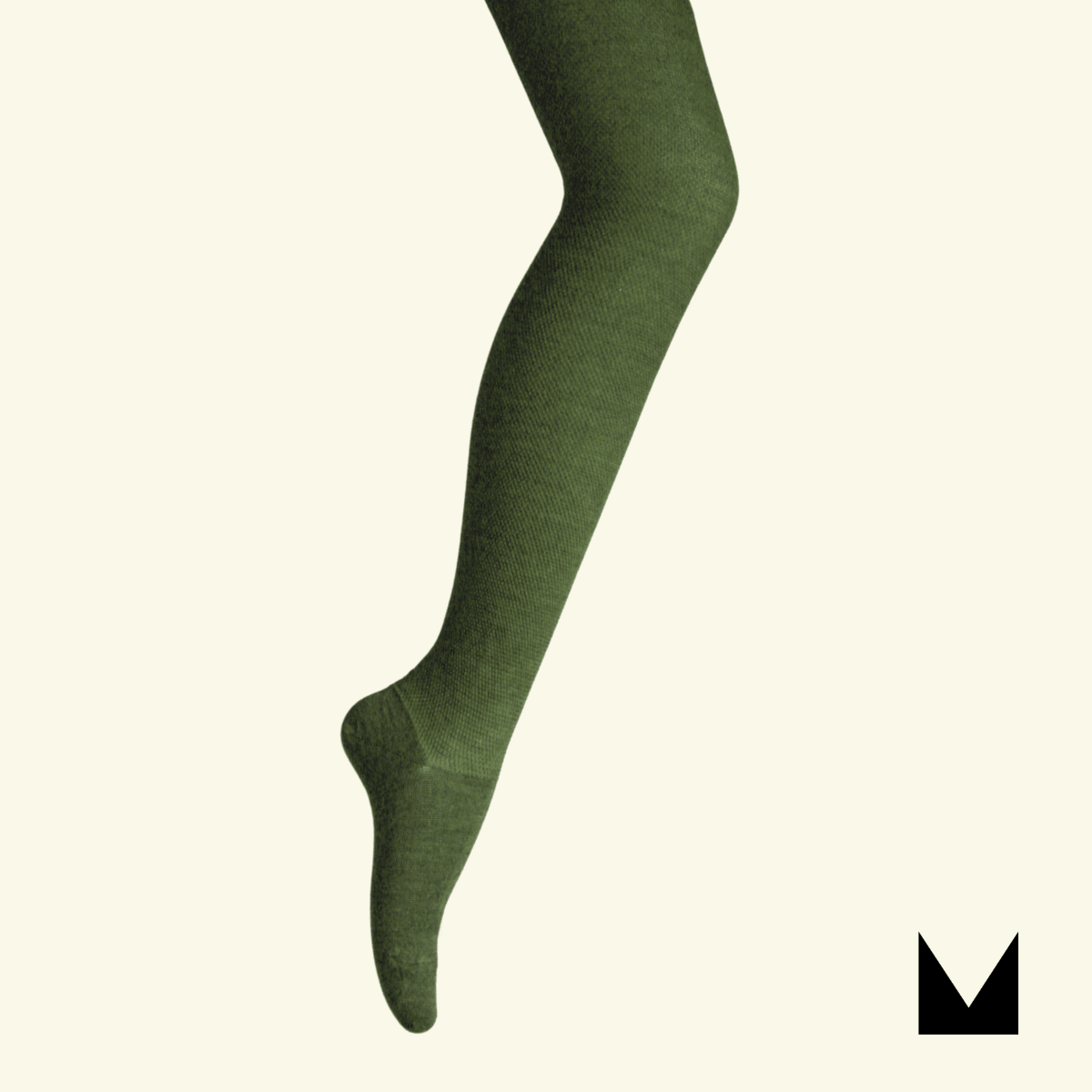 Mosey by Lamington women's merino textured knit tights in moss green.