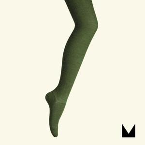 Mosey by Lamington women's merino textured knit tights in moss green.