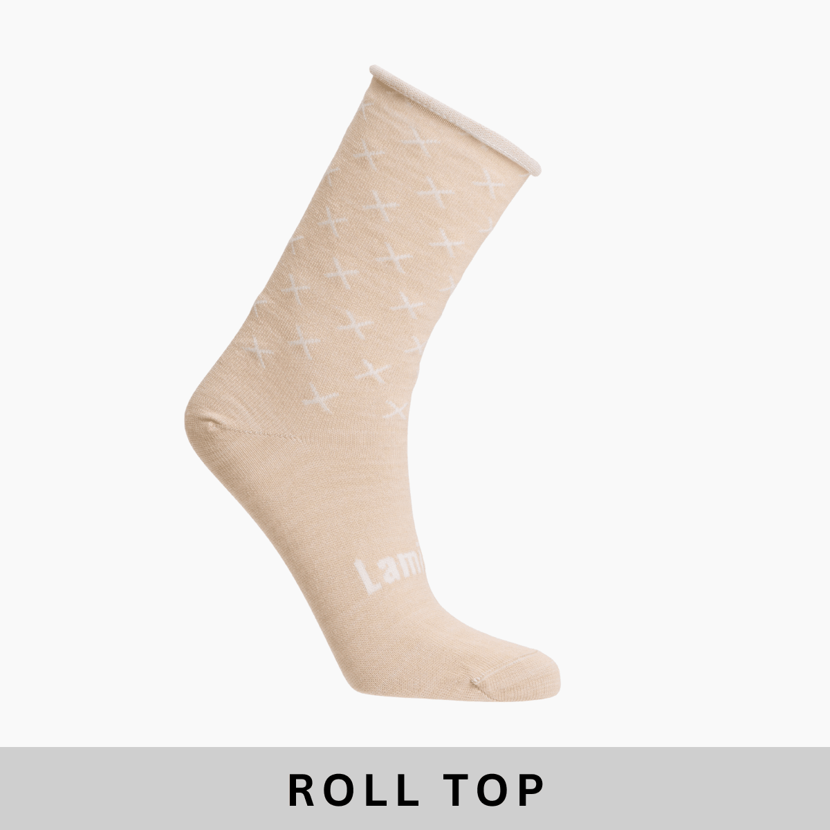 Lamington women's merino roll top crew socks in mushroom made in New Zealand.