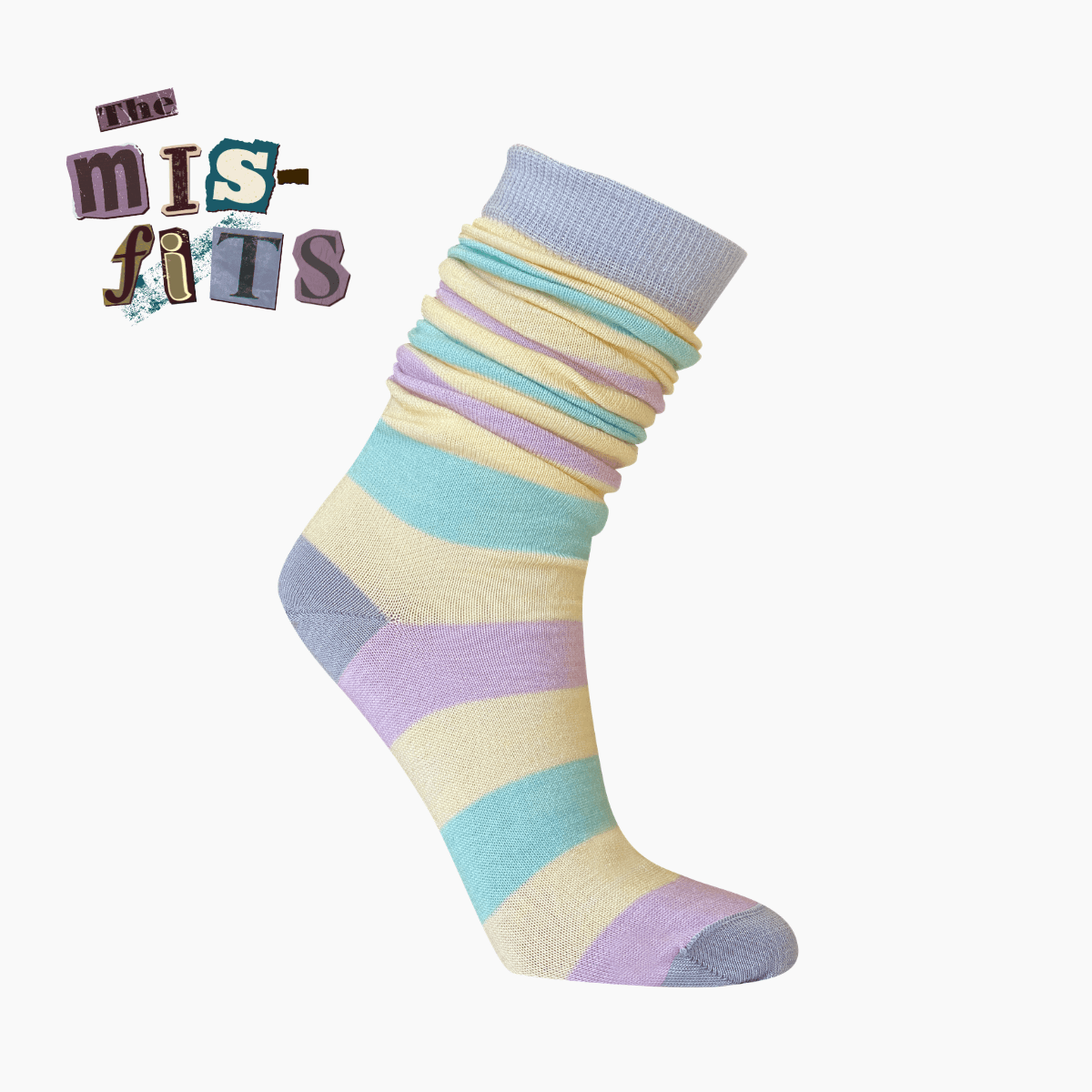 Lamington Merino Wool Socks in soft pastel stripes, made in New Zealand.