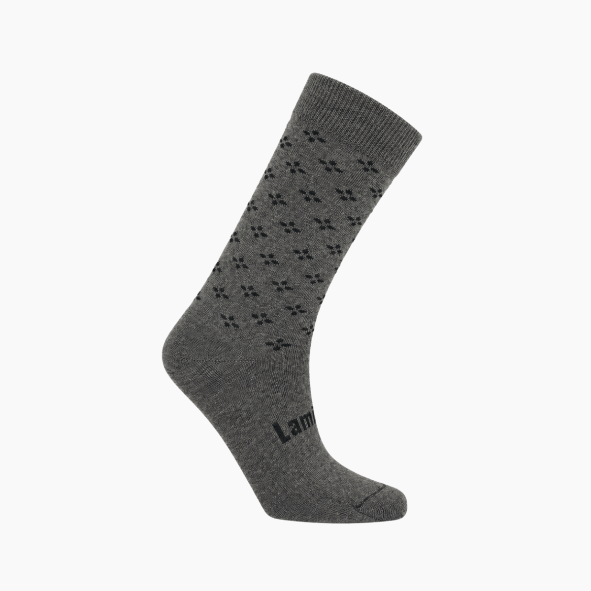 Lamington women's merino crew socks in Tussock mushroom brown and grey with black cross pattern made in New Zealand.