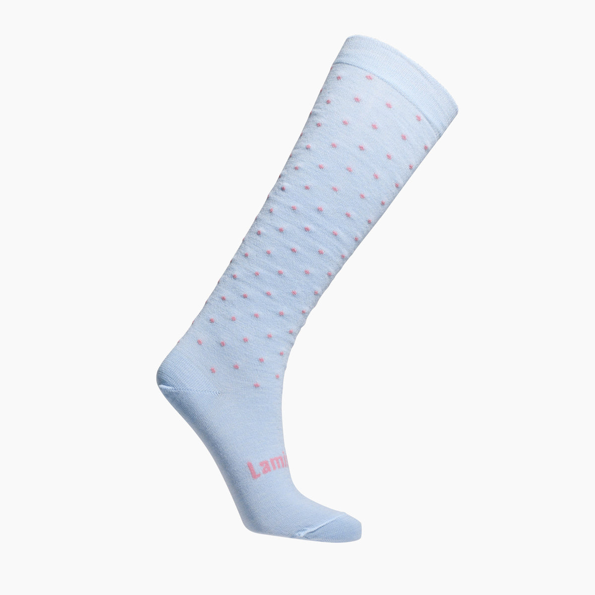 Merino wool knee-high socks blue with lilac spots for women AUS