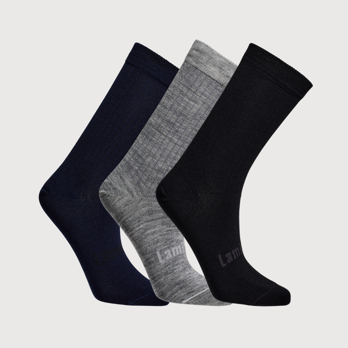 Bundle of 3 pairs of womens child merino wool crew socks navy grey black aus