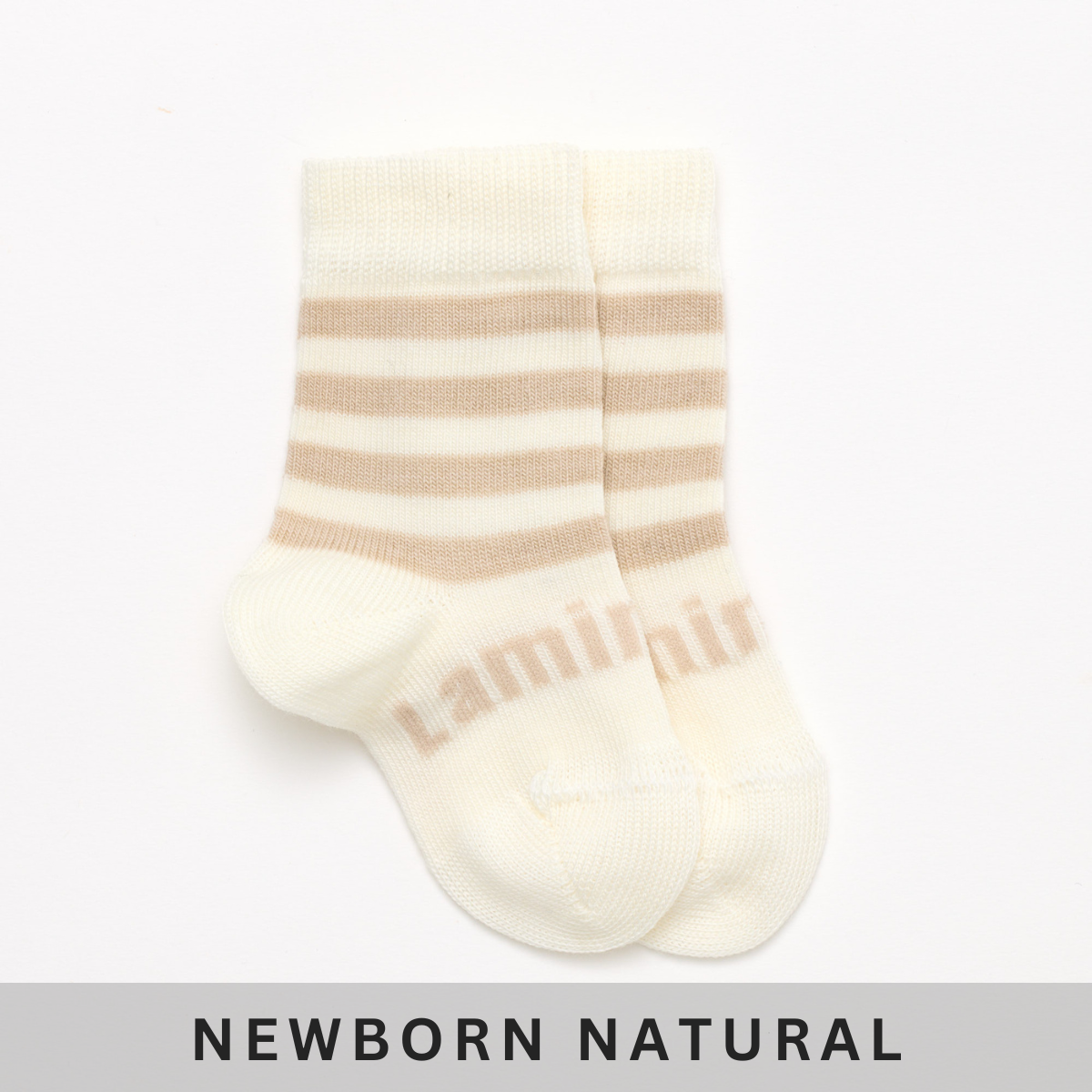 Merino Wool Baby crew socks cream and oatmeal stripes by Lamington Australia