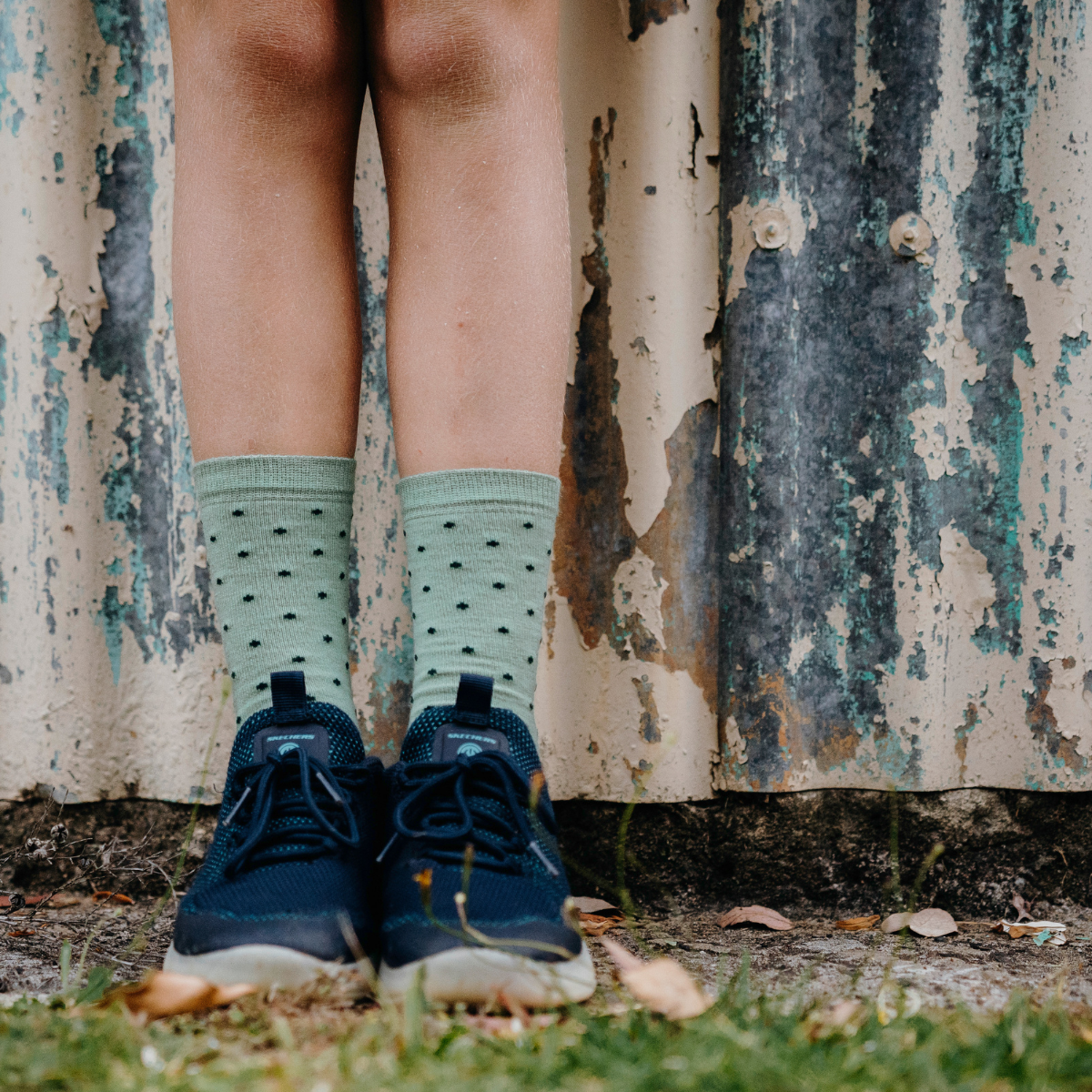 Light Green with Dark Green merino wool crew socks for children by Lamington Australia