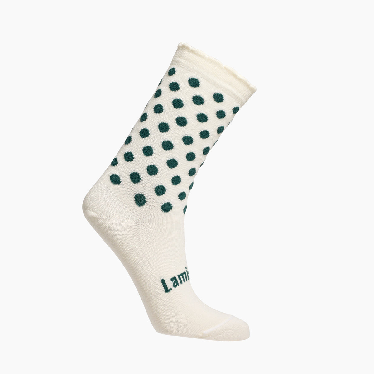 Womens merino wool crew socks cream with green spots by Lamington Australia