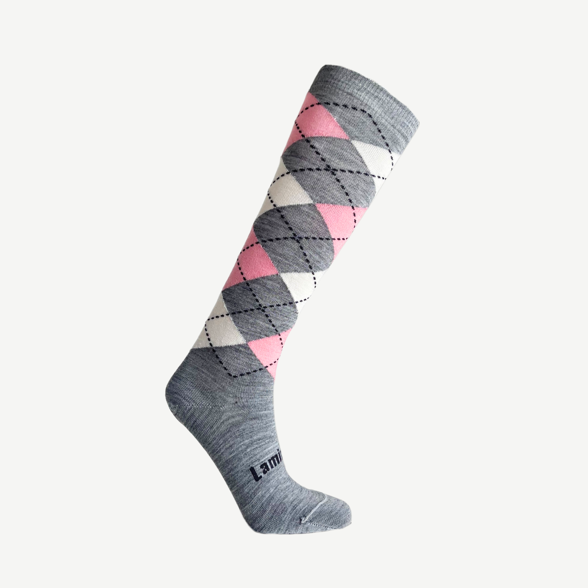 merino wool socks knee high woman argyle pattern grey pink white aus